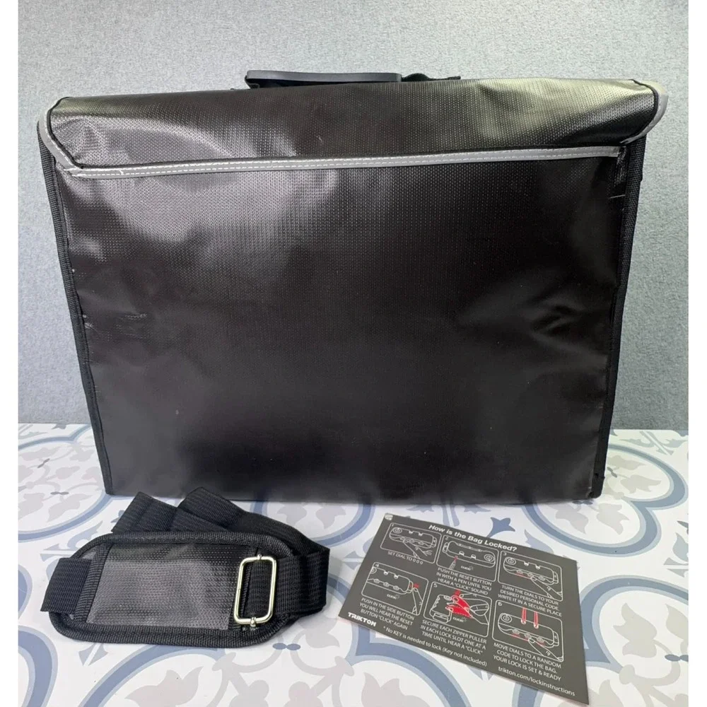 TRIKTON Fireproof Waterproof Document Bag XL With Shoulder Strap Black TSA 18x13